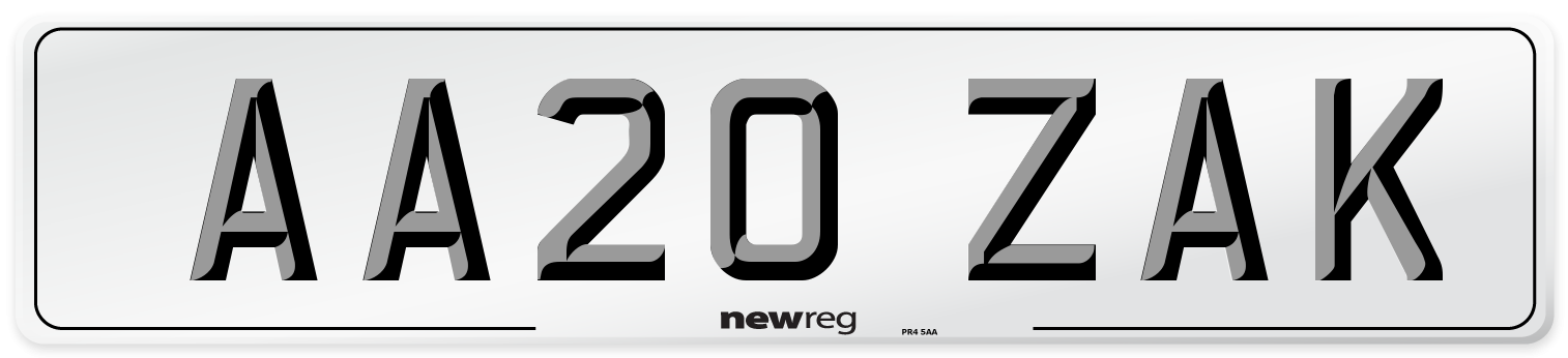 AA20 ZAK Number Plate from New Reg
